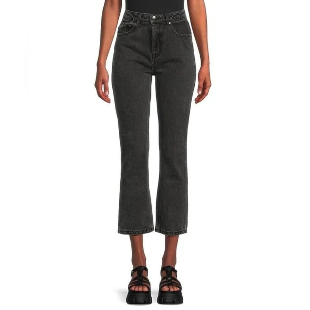 CAVALLI CLASS NWT Black 5-Pocket Straight High-Rise Cropped Jeans. Size M.